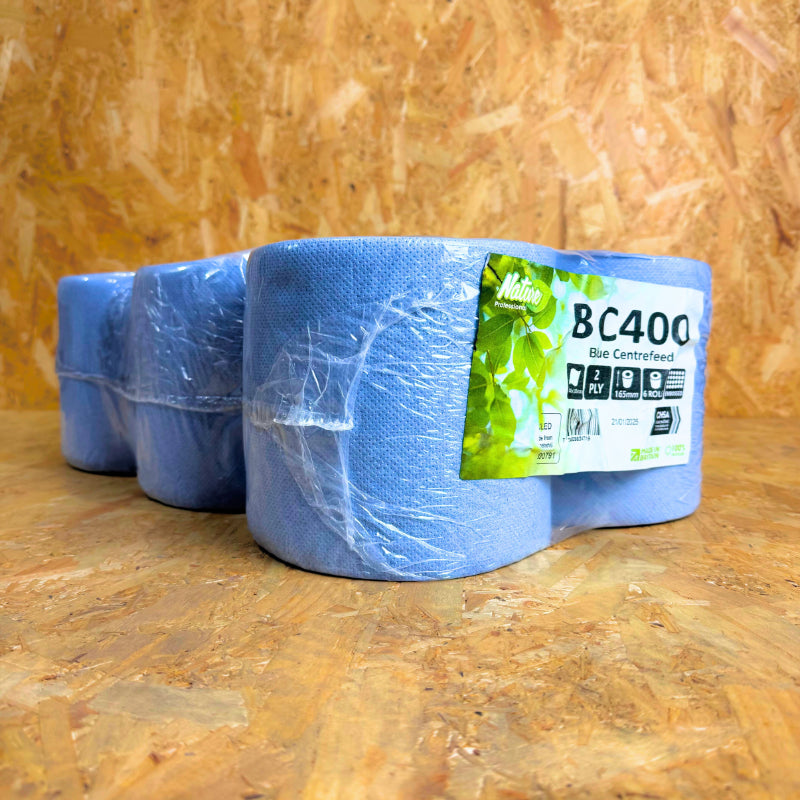 Pallet of 2Ply Value Blue Embossed Centrefeed - 67m x 165mm - 6 Rolls