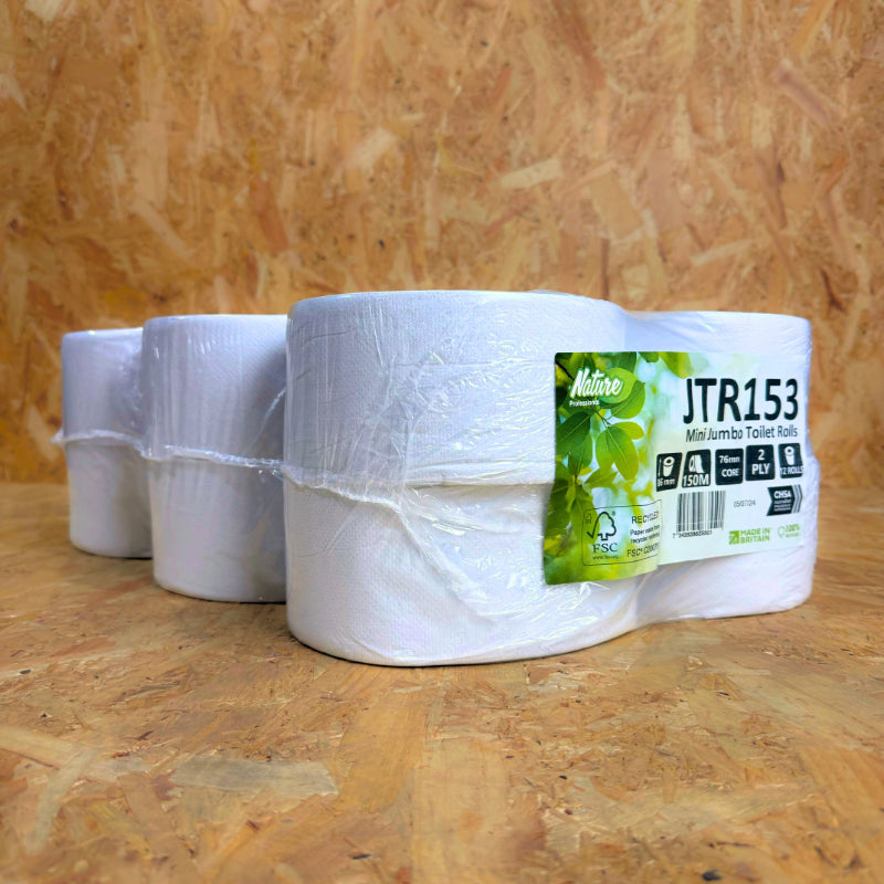 2Ply Mini Jumbo Toilet Roll - 3 Core - Recycled - 12 Rolls