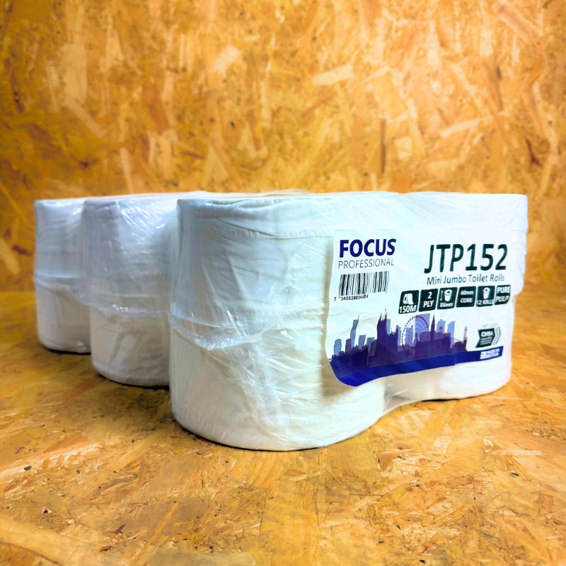 2Ply Mini Jumbo Toilet Roll - 2.25 Core - Pure - 12 Rolls