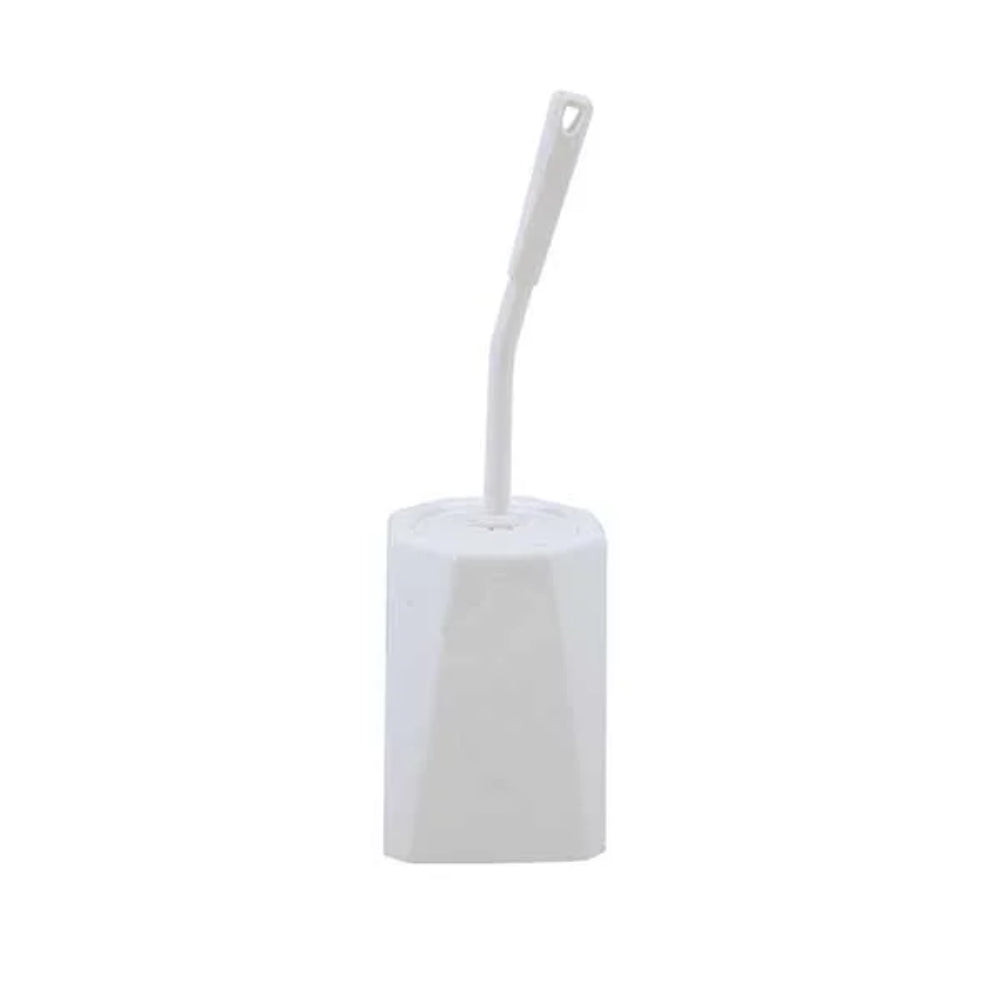 Enclosed Toilet Brush and Holder Plastic White